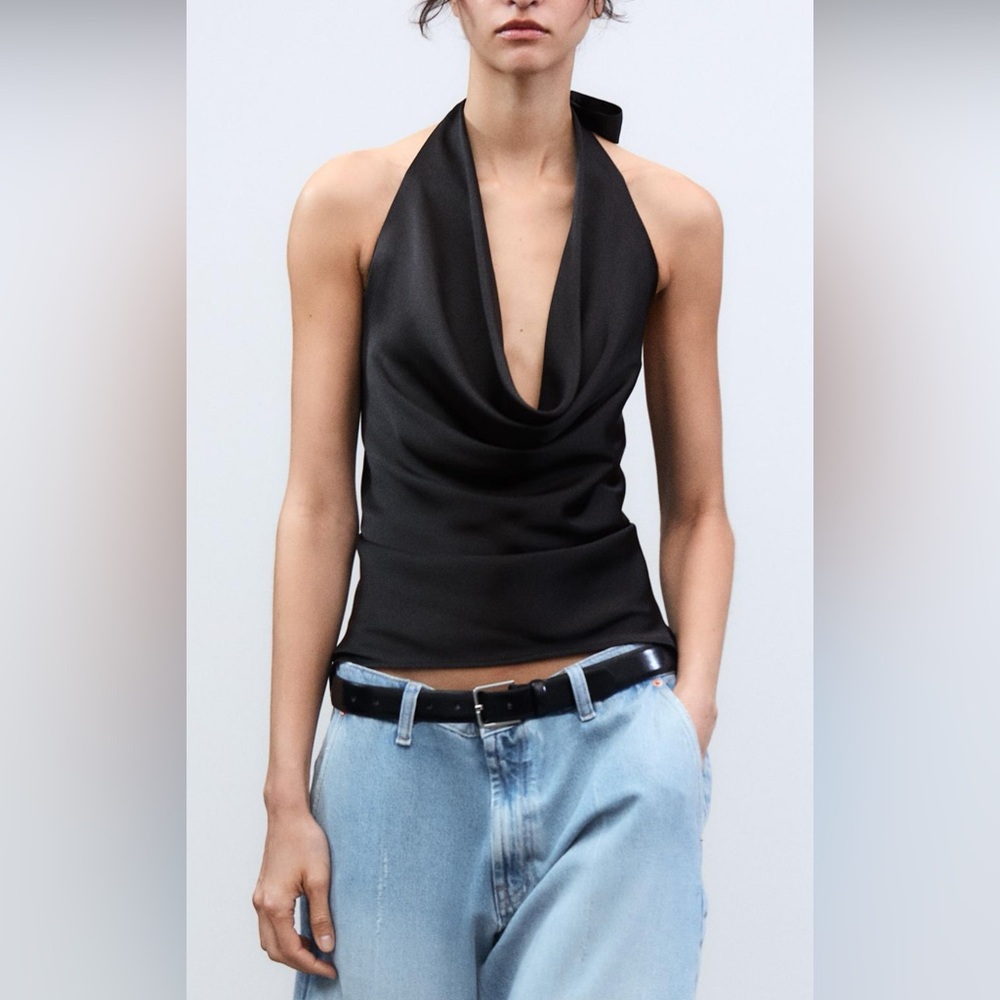 Elegant Black Halter Top